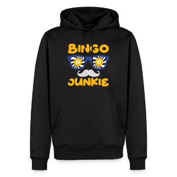 Bingospieler BINGO JUNKIE Binge Liebhaber - Männer Premium Bio Hoodie - Schwarz - Vorne - Nico (187cm)