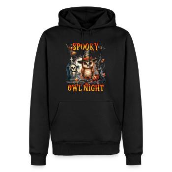 Halloween SPOOKY OWL NIGHT Lustiges Halloween - Männer Premium Bio Hoodie - Schwarz - Vorne - Nico (187cm)