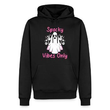 Halloween Fille SPOOKY VIBES Fête d’Halloween - Sweat à capuche Premium bio Homme - noir - Devant - Nico (187cm)