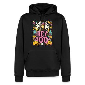 Halloween Kostüm Kinder HEY BOO Lustiges Spuk - Männer Premium Bio Hoodie - Schwarz - Vorne - Nico (187cm)