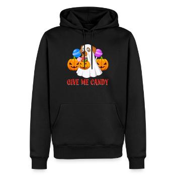 Fête d’Halloween DONNEZ-MOI DES BONBONS Drôle Halloween - Sweat à capuche Premium bio Homme - noir - Devant - Nico (187cm)