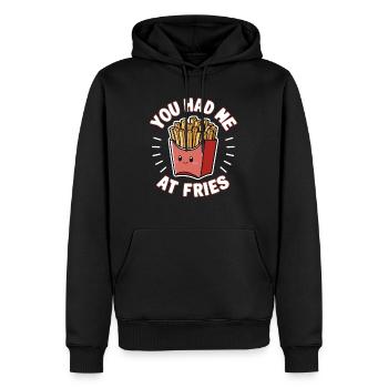 Fast Food French Frieze Cadeau d’amoureux des frites - Sweat à capuche Premium bio Homme - noir - Devant - Nico (187cm)