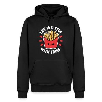 Pommes Pommesbude Life Is Better With Fries - Männer Premium Bio Hoodie - Schwarz - Vorne - Nico (187cm)