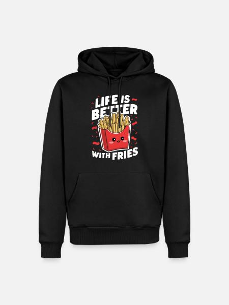 Pommes Fans - French Fries - Pommesbude - Männer Premium Bio Hoodie - Schwarz