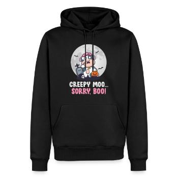 Halloween CREEPY MOO DÉSOLÉ BOO ! Fête amusante - Sweat à capuche Premium bio Homme - noir - Devant - Nico (187cm)