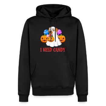 Costume d’Halloween Enfants J’AI BESOIN DE BONBONS DRÔLE - Sweat à capuche Premium bio Homme - noir - Devant - Nico (187cm)