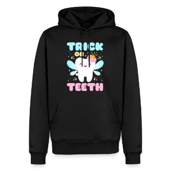 Halloween Kids TRICK OR TEETH Fun - Men’s Premium Organic Hoodie - black - Front - Nico (187cm)