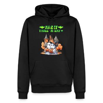 HAPPY HALLOWEEN FRÖHLICHES SPUKEN Lustiges - Männer Premium Bio Hoodie - Schwarz - Vorne - Nico (187cm)