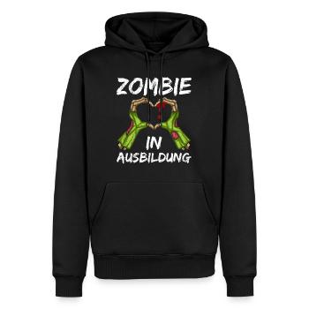 Halloween Kostüm Kinder ZOMBIE IN AUSBILDUNG - Männer Premium Bio Hoodie - Schwarz - Vorne - Nico (187cm)