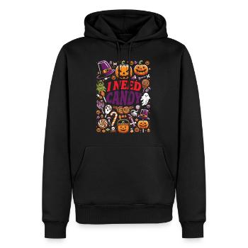 Costume d’Halloween Enfants J’AI BESOIN DE BONBONS DRÔLE - Sweat à capuche Premium bio Homme - noir - Devant - Nico (187cm)