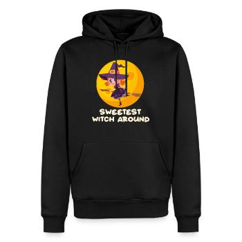 Costume d’Halloween Fille LA SORCIÈRE LA PLUS DOUCE AUTOUR - Sweat à capuche Premium bio Homme - noir - Devant - Nico (187cm)