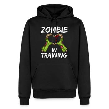 Halloween Kostüm Kinder ZOMBIE IN AUSBILDUNG - Männer Premium Bio Hoodie - Schwarz - Vorne - Nico (187cm)
