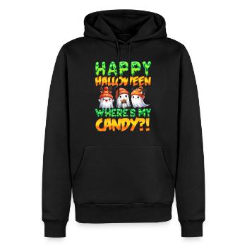 Joyeux Halloween OÙ SONT MES BONBONS ? Drôles d’enfants - Sweat à capuche Premium bio Homme - noir - Devant - Nico (187cm)