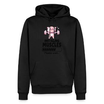 Haltérophile chat Renforcement musculaire Gym Humour - Sweat à capuche Premium bio Homme - noir - Devant - Nico (187cm)