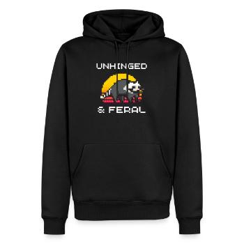 Untamed and Wild Funny Raccoon Pixel Art - Men’s Premium Organic Hoodie - black - Front - Nico (187cm)