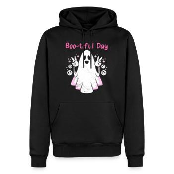 Halloween BOO-tiful DAY Drôle Fille Heureux - Sweat à capuche Premium bio Homme - noir - Devant - Nico (187cm)