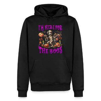 Fête d’Halloween JE SUIS LÀ POUR LES HUÉES DRÔLE - Sweat à capuche Premium bio Homme - noir - Devant - Nico (187cm)