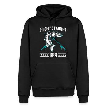 Angler HECHT STARKER OPA Lustiges Angeln Hobby - Männer Premium Bio Hoodie - Schwarz - Vorne - Nico (187cm)