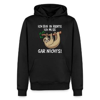 Ruhestand BIN IN RENTE ICH MUSS GAR NICHTS! Lustig - Männer Premium Bio Hoodie - Schwarz - Vorne - Nico (187cm)