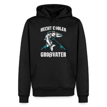 Opa HECHT COOLER GROßVATER Lustiges Hecht Angler - Männer Premium Bio Hoodie - Schwarz - Vorne - Nico (187cm)