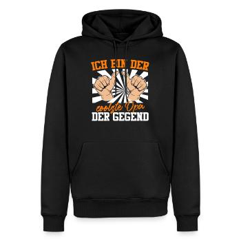 Großvater BIN DER COOLSTE OPA DER GEGEND Lustiges - Männer Premium Bio Hoodie - Schwarz - Vorne - Nico (187cm)