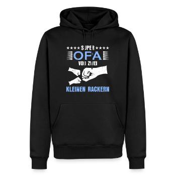 Großvater SUPER OPA VON ZWEI KLEINEN RACKERN - Männer Premium Bio Hoodie - Schwarz - Vorne - Nico (187cm)