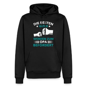 Opi DIE BESTEN VÄTER WERDEN ZUM OPA BEFÖRDERT - Männer Premium Bio Hoodie - Schwarz - Vorne - Nico (187cm)
