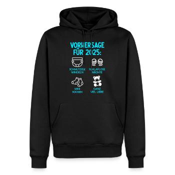 Werdende Eltern Vorhersage für 2025 Werdender Papa - Männer Premium Bio Hoodie - Schwarz - Vorne - Nico (187cm)
