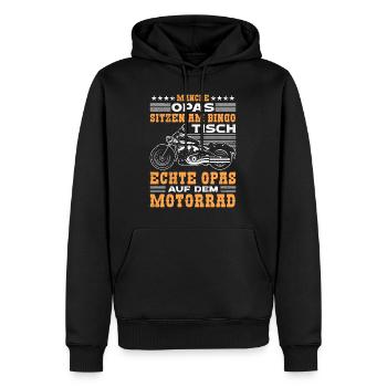 Opi MANCHE OPAS SITZEN AM BINGO TISCH ECHTE AUF - Männer Premium Bio Hoodie - Schwarz - Vorne - Nico (187cm)