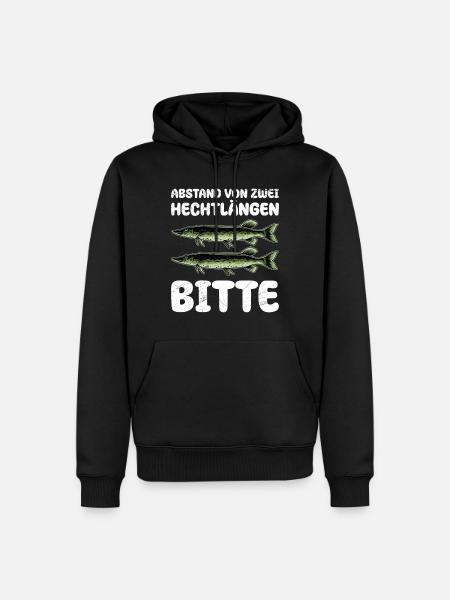 Hecht Angeln ABSTAND VON ZWEI HECHTLÄNGEN BITTE - Männer Premium Bio Hoodie - Schwarz