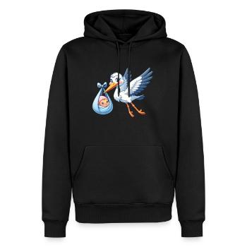 Niedlicher Klapperstorch Mit Baby Motiv - Männer Premium Bio Hoodie - Schwarz - Vorne - Nico (187cm)