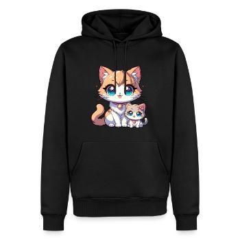 Niedliche Katzenmutter Mit Kitten Illustration - Männer Premium Bio Hoodie - Schwarz - Vorne - Nico (187cm)
