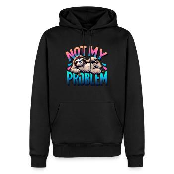 Fauler Faultier Not My Problem Spruch - Männer Premium Bio Hoodie - Schwarz - Vorne - Nico (187cm)