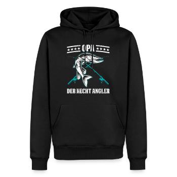 OPA DER HECHT ANGLER Lustiges Großvater Hecht - Männer Premium Bio Hoodie - Schwarz - Vorne - Nico (187cm)