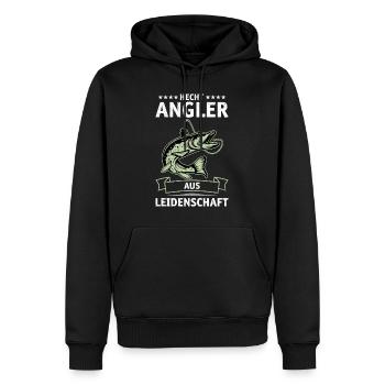 HECHT ANGLER AUS LEIDENSCHAFT Lustiges Angeln - Männer Premium Bio Hoodie - Schwarz - Vorne - Nico (187cm)