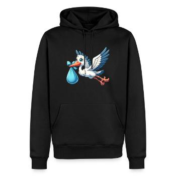 Cigogne heureuse avec bébé - Sweat à capuche Premium bio Homme - noir - Devant - Nico (187cm)