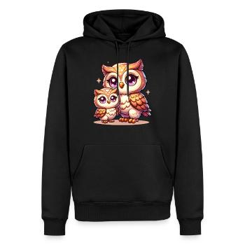 Illustration de la famille des hiboux mignons - Sweat à capuche Premium bio Homme - noir - Devant - Nico (187cm)