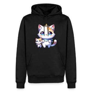 Cute kawaii cats with sparkly eyes and - Men’s Premium Organic Hoodie - black - Front - Nico (187cm)
