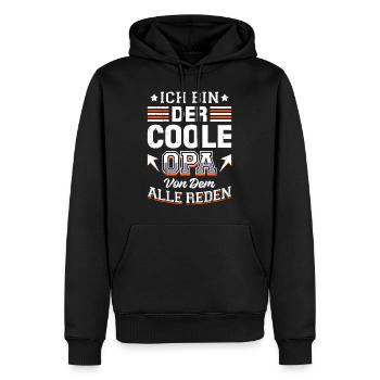 Opi ICH BIN DER COOLE OPA VON DEM ALLE REDEN - Männer Premium Bio Hoodie - Schwarz - Vorne - Nico (187cm)