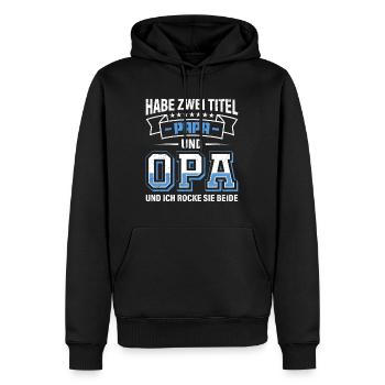 Opi HABE ZWEI TITEL PAPA UND OPA UND ROCKE SIE - Männer Premium Bio Hoodie - Schwarz - Vorne - Nico (187cm)