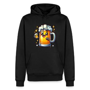 Chope à bière joyeuse avec couronne en mousse - Sweat à capuche Premium bio Homme - noir - Devant - Nico (187cm)