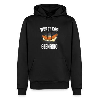 Saucisse Fromage Scénario Bratwurst Fromage Jeu de mots Fun - Sweat à capuche Premium bio Homme - noir - Devant - Nico (187cm)