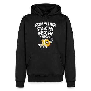 Angler KOMM HER FISCHI FISCHI FISCHI Lustiges - Männer Premium Bio Hoodie - Schwarz - Vorne - Nico (187cm)