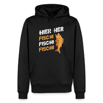 Angeln HIER HER FISCHI FISCHI FISCHI Lustiges - Männer Premium Bio Hoodie - Schwarz - Vorne - Nico (187cm)