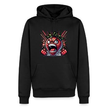 Fraise en colère bande dessinée - Sweat à capuche Premium bio Homme - noir - Devant - Nico (187cm)