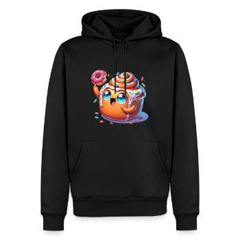 Joyeux petit pain à la cannelle avec beignet - Sweat à capuche Premium bio Homme - noir - Devant - Nico (187cm)