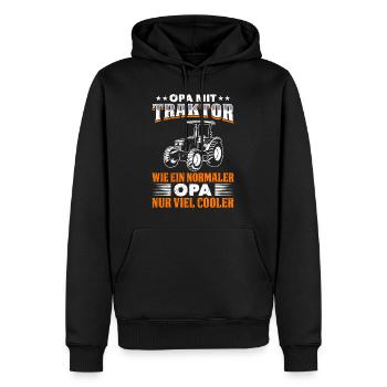 OPA MIT TRAKTOR WIE EIN NORMALER OPA NUR COOLER - Männer Premium Bio Hoodie - Schwarz - Vorne - Nico (187cm)