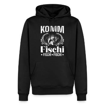 Angler KOMM FISCHI FISCHI FISCHI Lustiges Angeln - Männer Premium Bio Hoodie - Schwarz - Vorne - Nico (187cm)
