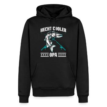 HECHT COOLER OPA Lustiges Hecht Angler Großvater - Männer Premium Bio Hoodie - Schwarz - Vorne - Nico (187cm)