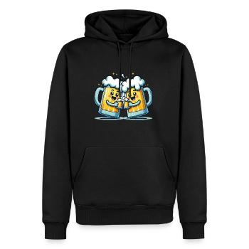 Chopes de bière heureuses Cheers Cartoon Design - Sweat à capuche Premium bio Homme - noir - Devant - Nico (187cm)